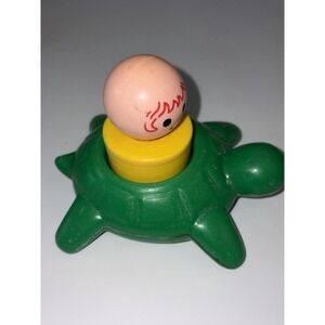 Vintage FISHER PRICE Jumbo Little People turtle & person bath toy